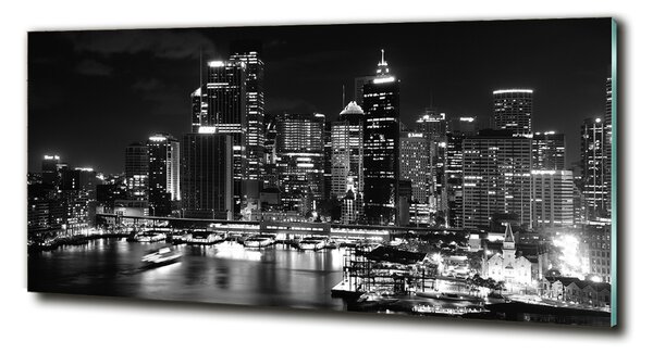 Tablou Printat Pe Sticlă Sydney pe timp de noapte