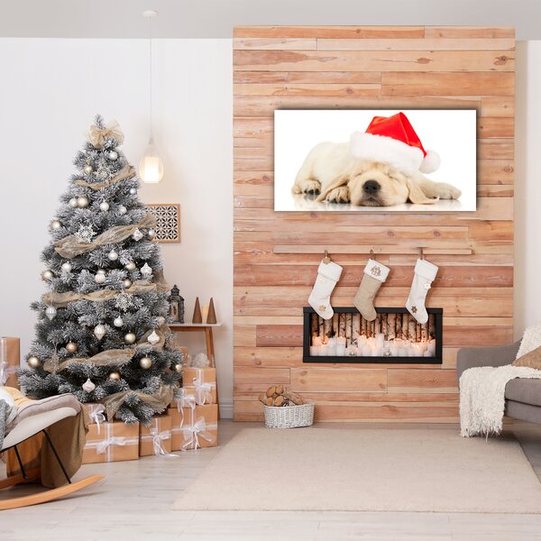 Tablou pe panza canvas Cățelușul pălăriei de iarnă a lui Moș Crăciun