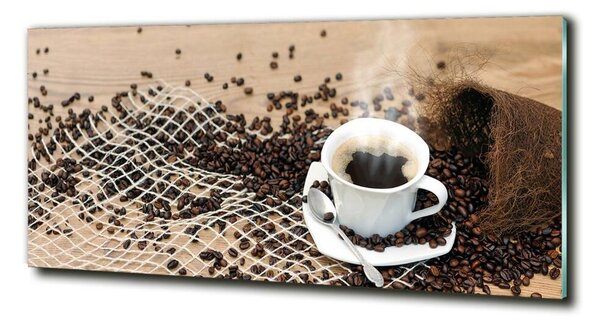 Tablou sticlă Cafea si boabe de cafea