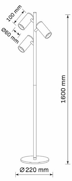 Goldlux Maribel lampă de podea 3x12 W negru 326577