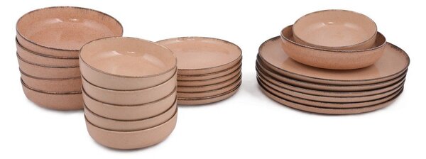 Set veselă 24 piese din porțelan Kütahya Porselen Pearl, roz