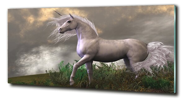 Tablou Printat Pe Sticlă unicorn gri