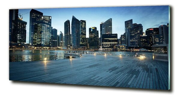 Fotografie imprimată pe sticlă Singapore timp de noapte