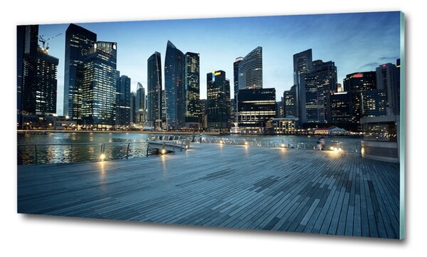Fotografie imprimată pe sticlă Singapore timp de noapte