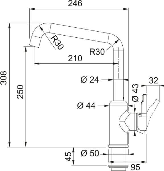 Franke Urban baterie bucătărie pe picior alb 115.0595.068