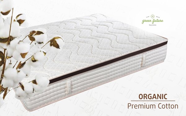 Saltea Ortopedica Green Future Perugia Organic Cotton Pocket Memory 160x200 cm, 7 zone, arcuri invelite, medie, 30 cm, anatomica, husa antialergica