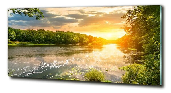 Fotografie imprimată pe sticlă Amurg pe râul