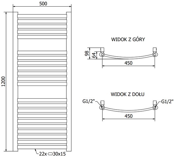 Mexen Helios, element electric de încălzire 1200 x 500 mm, 600 W, auriu lucios, W103-1200-500-2600-50