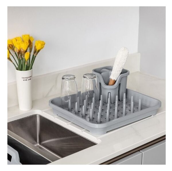 Scurgător de vase gri din plastic 38x33,5 cm Eco Range – Addis