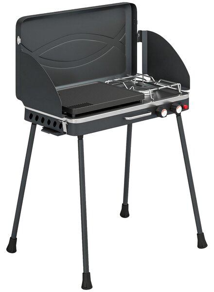 Outsunny Grătar barbecue compact cu arzător pentru camping | Aosom Romania