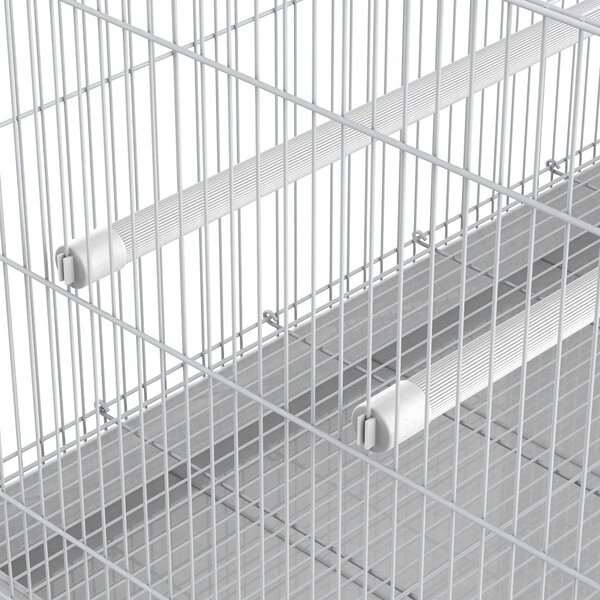 Colivie pentru Pasari din Metal cu Stinghii si Boluri pentru Mancare, Voliera pentru Canari si Perusi 60x41x41cm, Alb | Aosom Romania