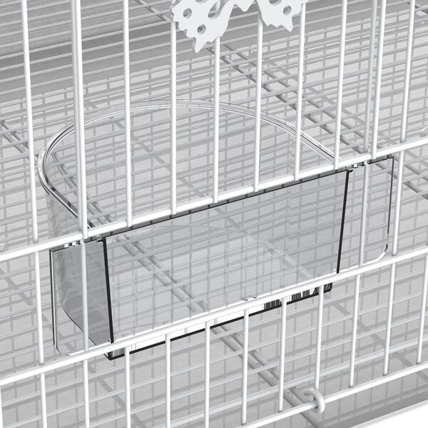 Colivie pentru Pasari din Metal cu Stinghii si Boluri pentru Mancare, Voliera pentru Canari si Perusi 60x41x41cm, Alb | Aosom Romania
