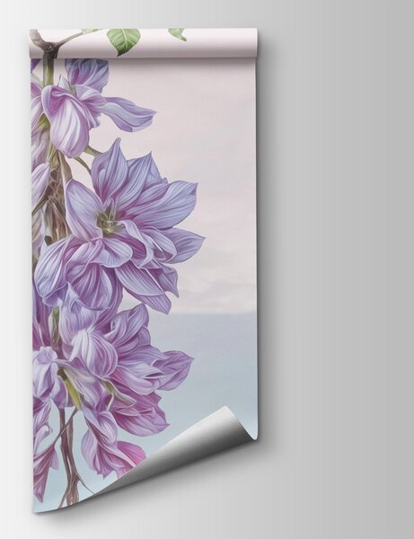 Fototapet Tablou reprezentând o arcadă decorată cu flori violet, Fototapet flori, Fototapet populare, t00839 - Tapeko.ro