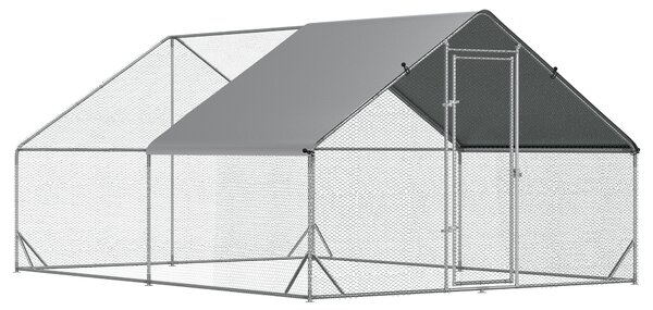 PawHut Coteț de Găini cu Cadru Zincat și Plasă Hexagonală, Țarc cu Acoperiș Impermeabil pentru Găini, Rațe și Iepuri, 3x4x2 m | Aosom Romania