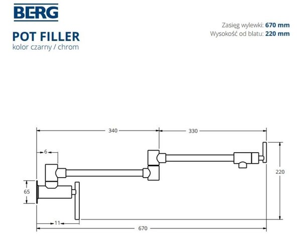 Berg Pot Filler baterie bucătărie perete aur/aur vechi 830135BG