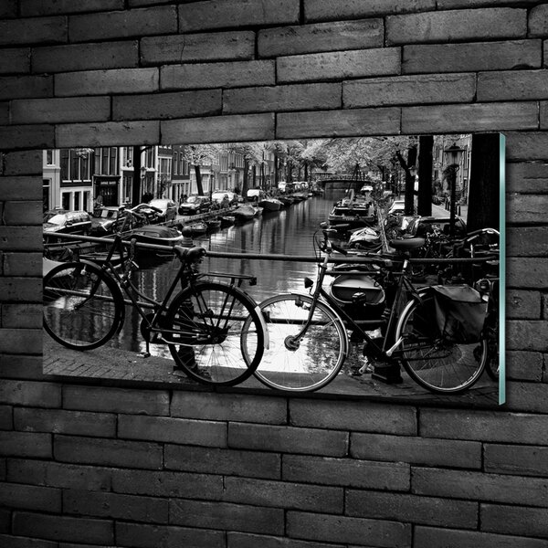 Fotografie imprimată pe sticlă biciclete Amsterdam