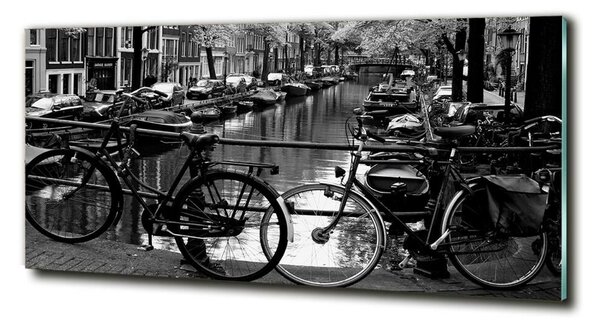 Fotografie imprimată pe sticlă biciclete Amsterdam