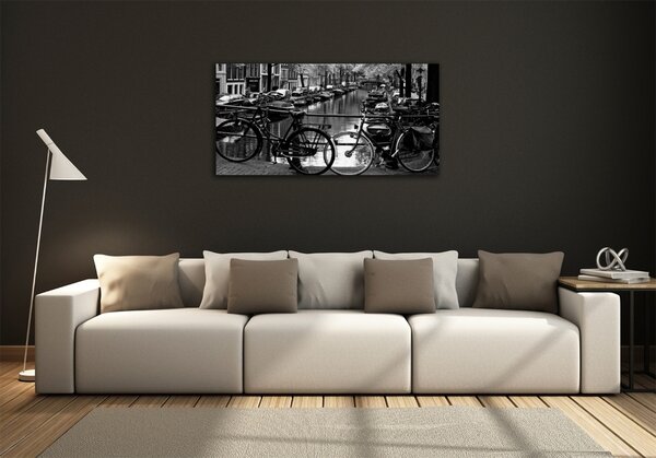 Fotografie imprimată pe sticlă biciclete Amsterdam