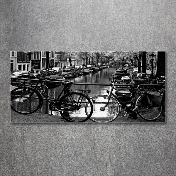 Fotografie imprimată pe sticlă biciclete Amsterdam