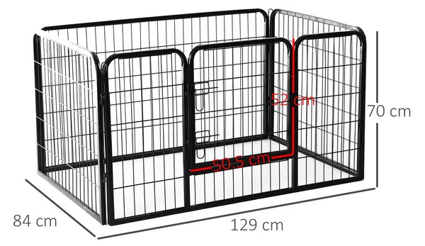 Gard Modular pentru Animale de Companie Pliabil, cu 4 carlige, Negru 125x80x70cm PawHut | Aosom RO