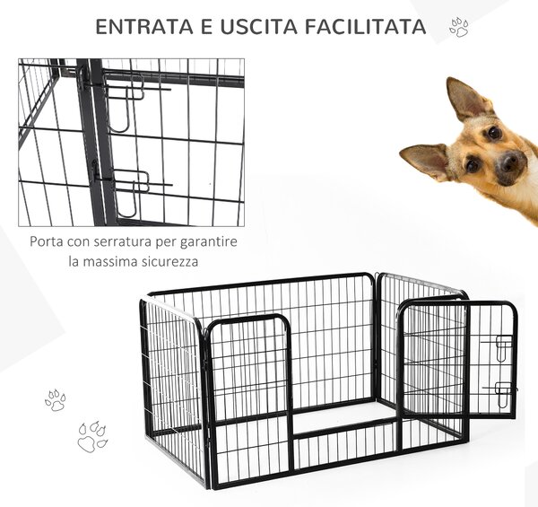 Gard Modular pentru Animale de Companie Pliabil, cu 4 carlige, Negru 125x80x70cm PawHut | Aosom RO