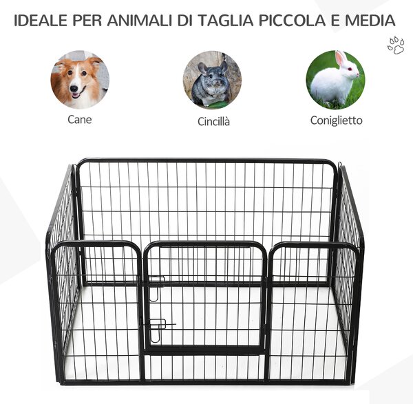 Gard Modular pentru Animale de Companie Pliabil, cu 4 carlige, Negru 125x80x70cm PawHut | Aosom RO