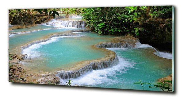 Tablou sticlă Cascada din pădure