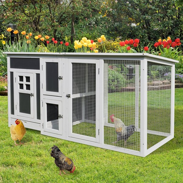 PawHut Cotet gaini de exterior, acoperis impermeabil 160x75x80cm | AOSOM RO