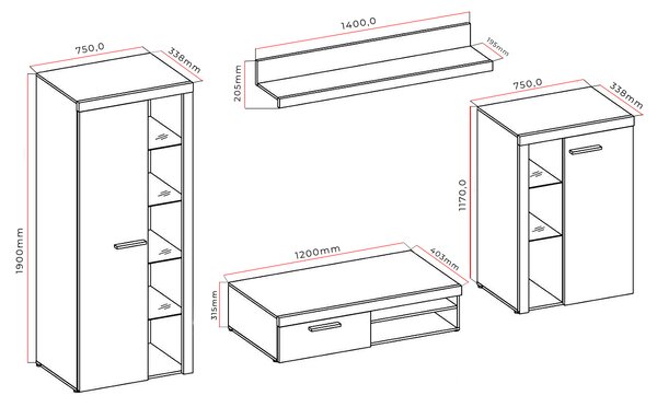 Mobilier living Rudby (old mat + matera) (fără iluminat). 1041295