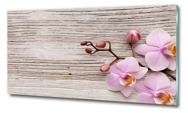 Tablou Printat Pe Sticlă Orhideea pe lemn