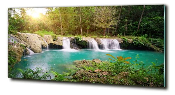 Tablou pe pe sticlă Cascada din pădure