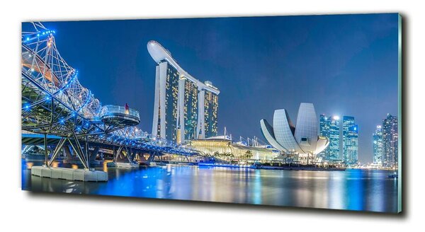 Tablou pe pe sticlă Singapore timp de noapte