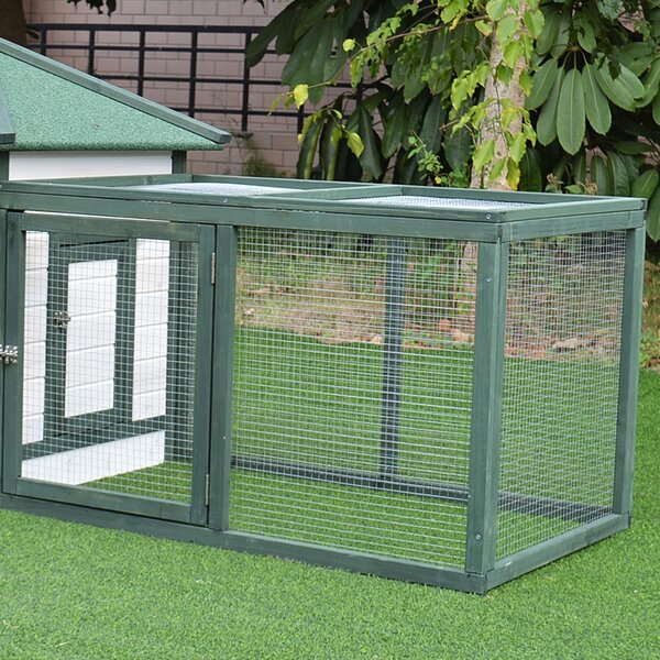 Cotet de gaini PawHut, lemn 196x76x97cm, alb/verde | AOSOM RO