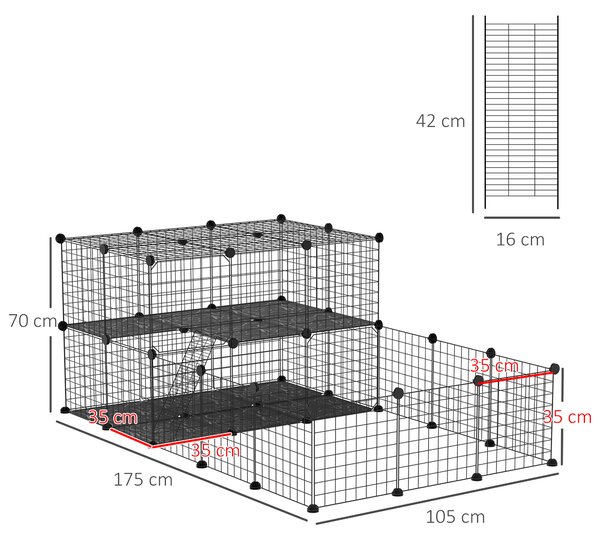 PawHut cusca metalica modulara animale mici, 175x105x70cm | Aosom Romania
