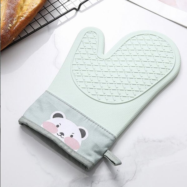 Manusa de bucatarie Pufo Baking din silicon pentru gratar sau cuptor, captusita, 28 cm, verde