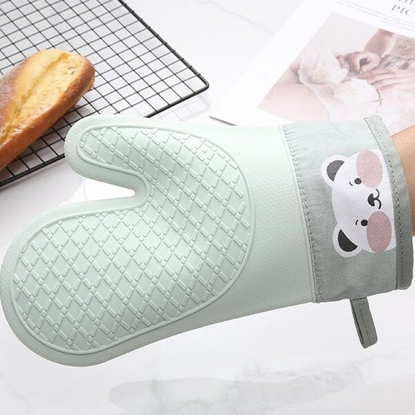 Manusa de bucatarie Pufo Baking din silicon pentru gratar sau cuptor, captusita, 28 cm, verde