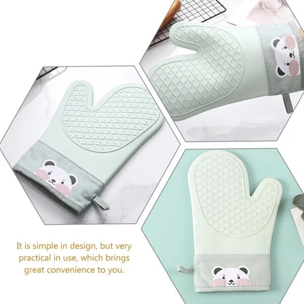 Manusa de bucatarie Pufo Baking din silicon pentru gratar sau cuptor, captusita, 28 cm, verde