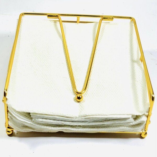 Suport decorativ metalic pentru servetele Pufo Goldie, 18.5 x 9 cm, auriu