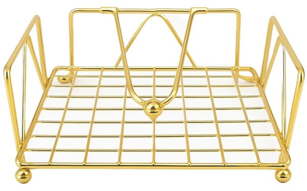 Suport decorativ metalic pentru servetele Pufo Goldie, 18.5 x 9 cm, auriu