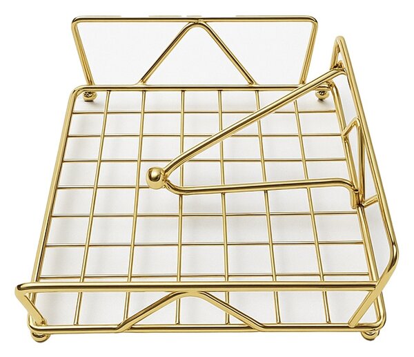 Suport decorativ metalic pentru servetele Pufo Goldie, 18.5 x 9 cm, auriu