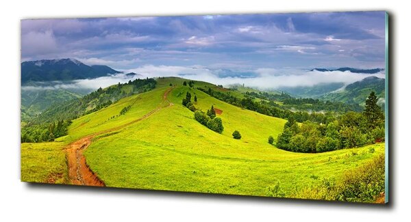 Tablou Printat Pe Sticlă Dealuri verzi