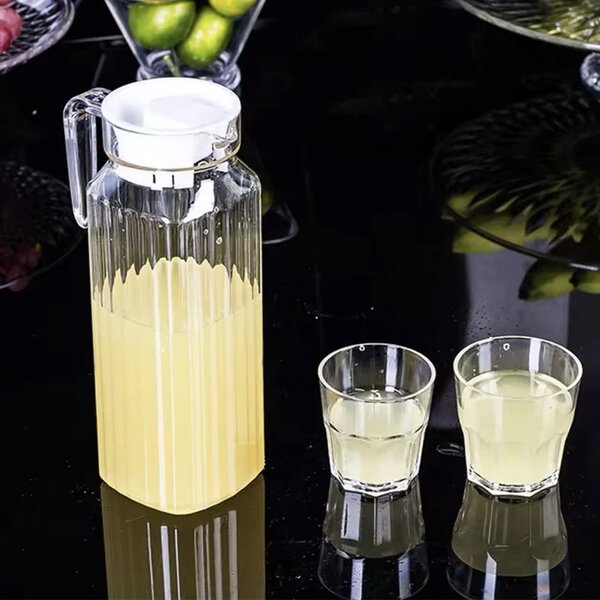 Carafa eleganta Pufo Simply din sticla pentru apa, limonada sau suc, 1L, transparent