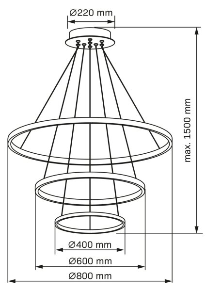 Lustră LED pe cablu LEA LED/60W/230V 4000K d. 80 cm crom