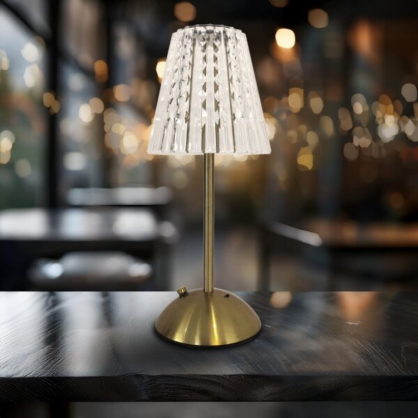 Lampă LED tactilă reîncărcabilă dimabilă de masă ELBA LED/1,6W/800 mAh auriu/transparent
