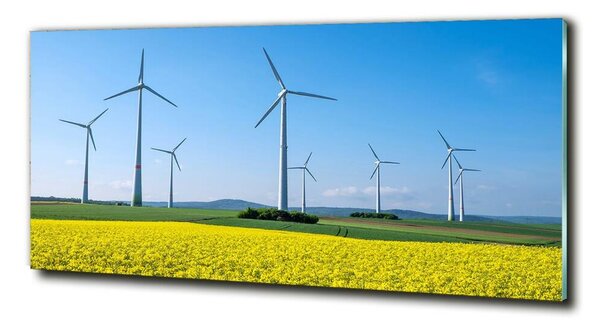 Tablou sticlă Windmills pe teren
