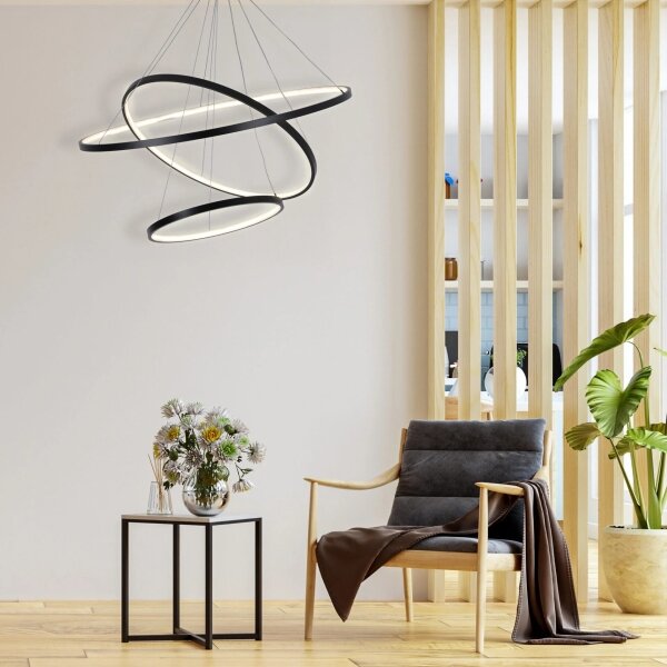 Lustră LED pe cablu LEA LED/60W/230V 4000K d. 80 cm negru