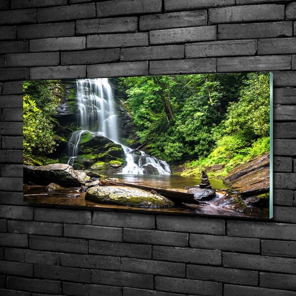 Tablou Printat Pe Sticlă Cascada din pădure