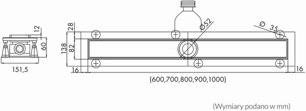 Schedpol Base-Low rigolă duș 80 cm oţel OLSL80/ST-LOW