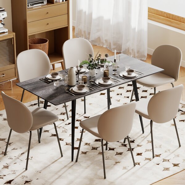 HOMCOM Masă Extensibilă pentru Sufragerie, 6-8 Persoane, 120-160x75 cm, Blat Efect Lemn, Picioare din Oțel | Aosom Romania