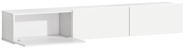 HOMCOM Mobilier TV Suspendat, Suport TV până la 82" cu 3 Dulapuri cu Uși Rabatabile Soft Close, Dulap pentru Televizor pentru Living, Dormitor și Salon, 180x31.5x29.8 cm, Alb Lucios | Aosom Romania